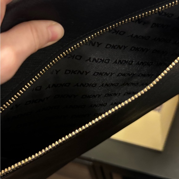 DKNY Black Leather Envelope hand bag Clutch - Picture 4 of 8